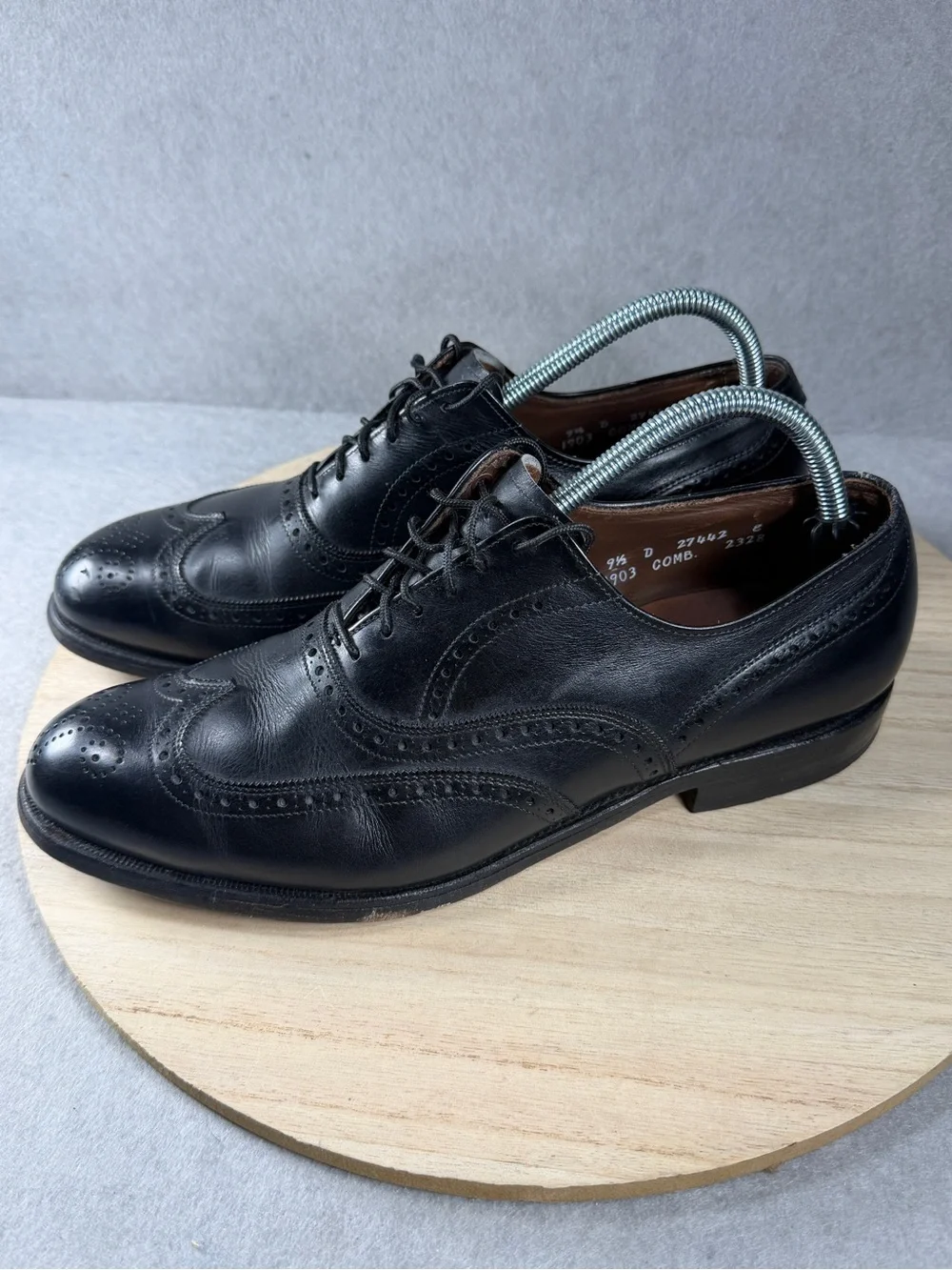 Allen Edmonds Chester Men’s 9.5 D Black Leather Wingtip Oxford Shoes USA Brogue